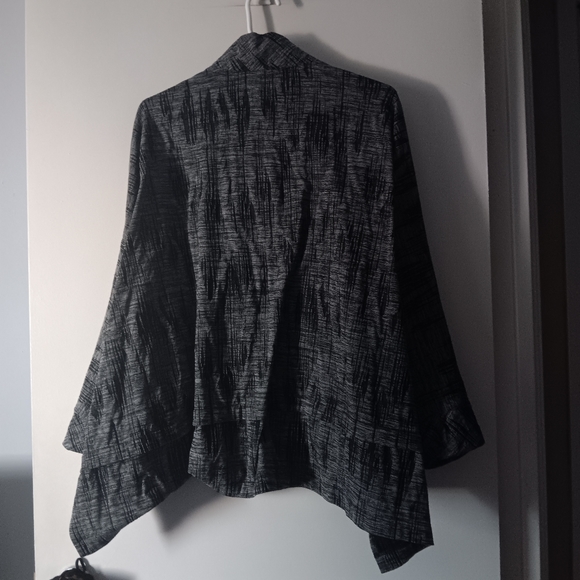 MOTION Black + White Cross Hatch Print Lagenlook Jacket L/XL - Picture 3 of 5